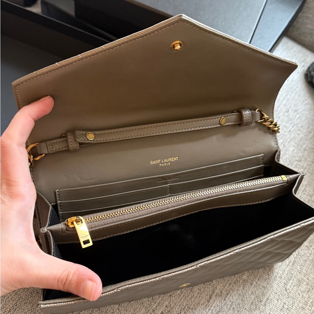 Saint Laurent Triquilt Metallic Gold Wallet Chain Bag - Picture 3 of 4